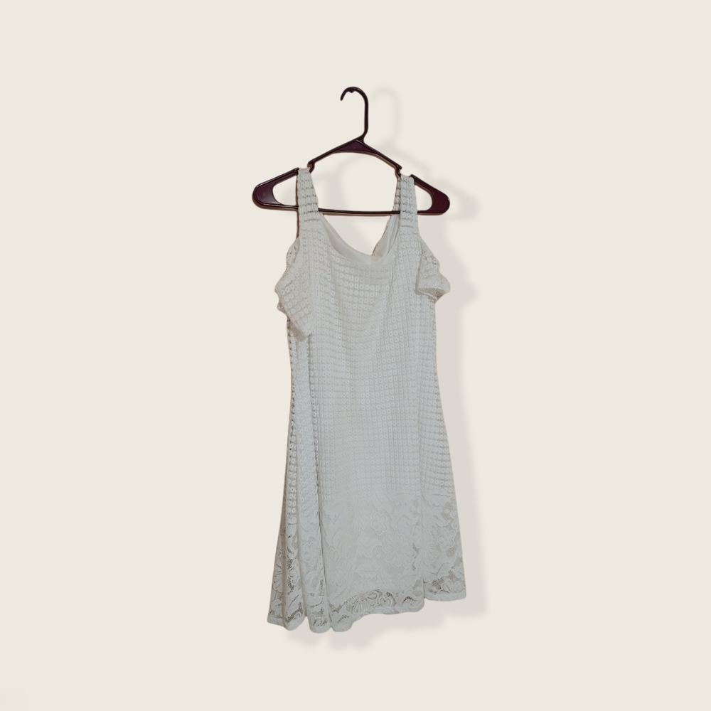 Pure White Off the Shoulder Lace Midi Dress, szXL